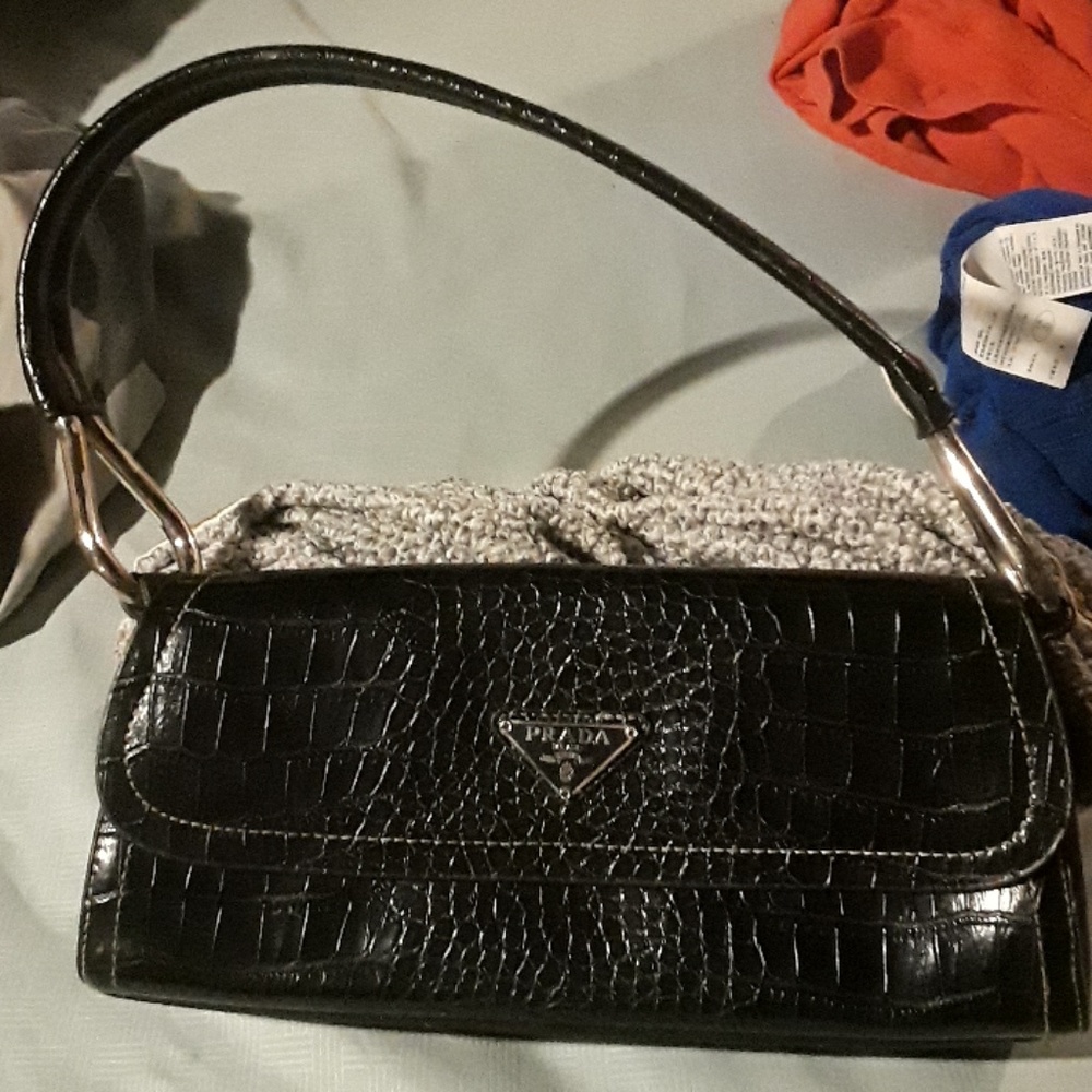 Black leather 'Prada' Milano DAL 1913